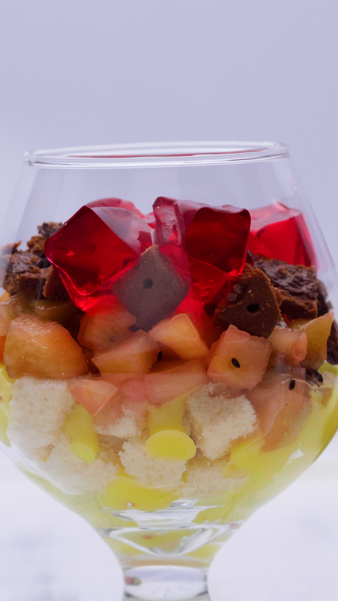 Layered Desi Jelly and Fruit Custard Trifle