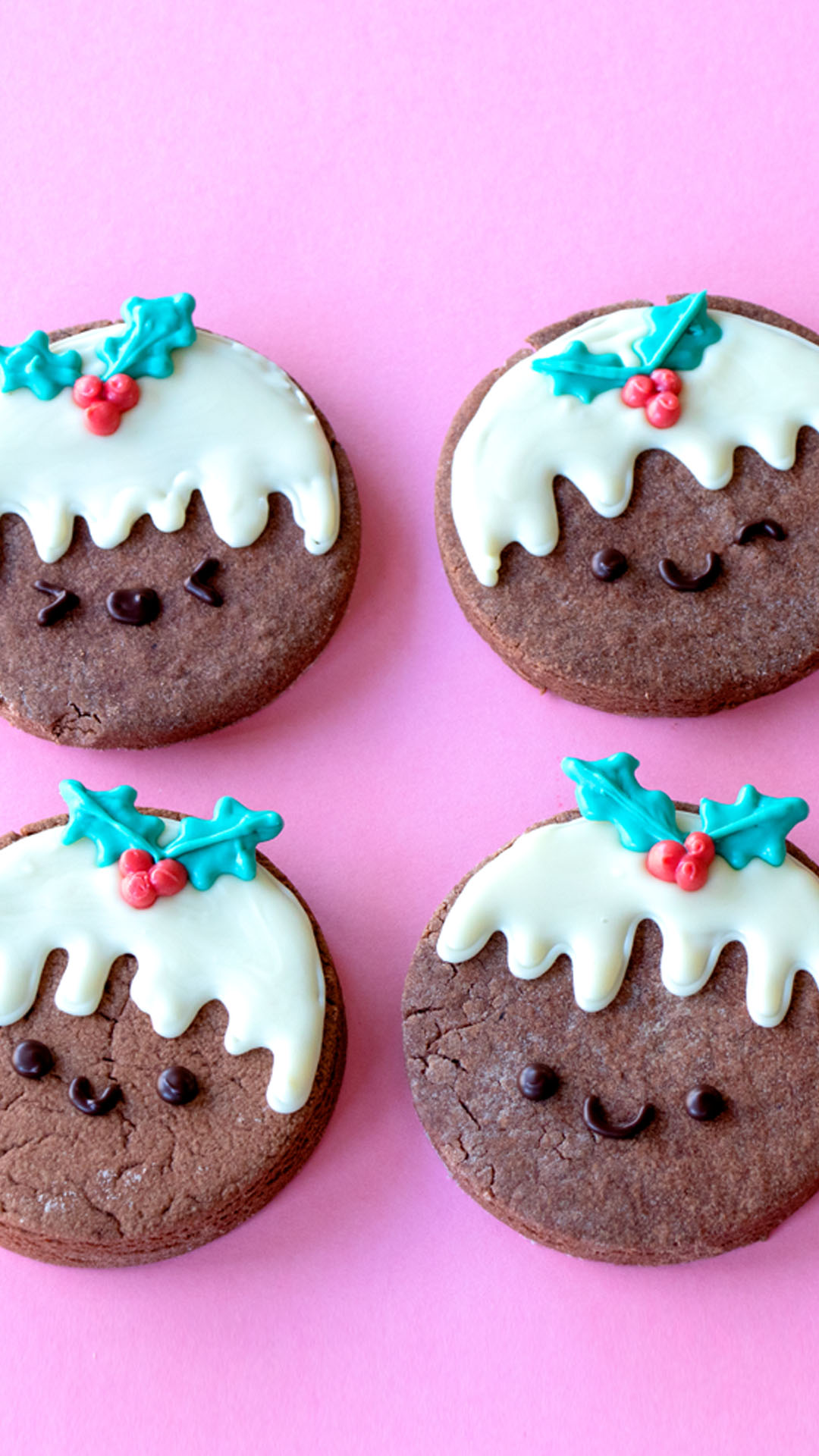 Kawaii Christmas Pudding Cookies