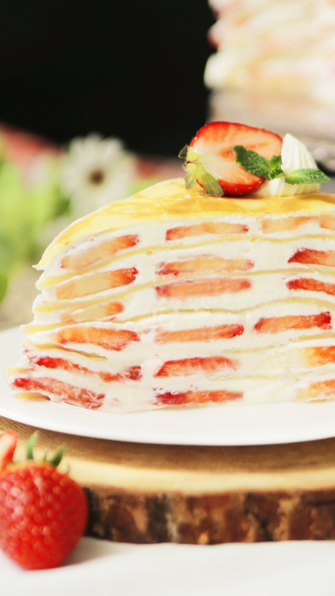 Strawberry & Condensed Milk Mille Crepe Cake
